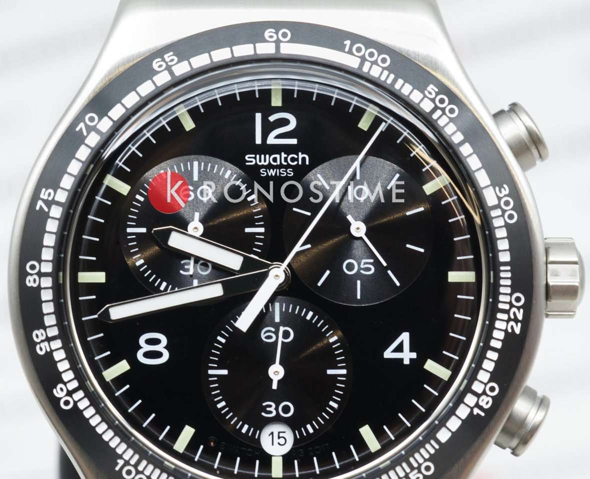 Swatch Swatch I New Chrono YVS444GC , gent швейцария женские часы на браслете нержавеющая сталь боковой вид
