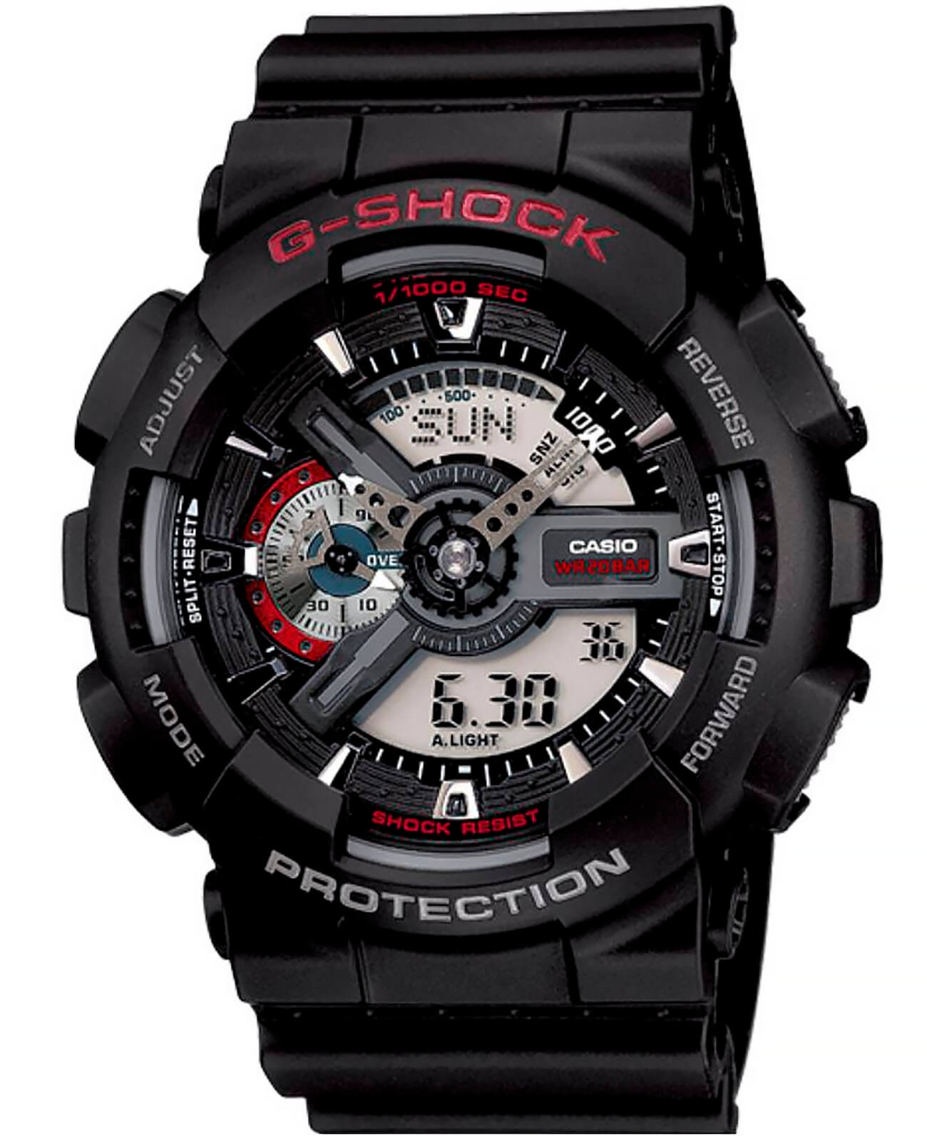 Casio Casio G-Shock GA-110-1ADR (GA-110-1A) GA-110 GA-110-1A электронные мужские часы серый циферблат, браслет полимер — вид спереди