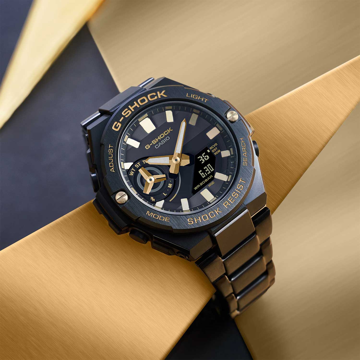 Casio GST-B500BD-1A9 мужские часы застежка крупным планом