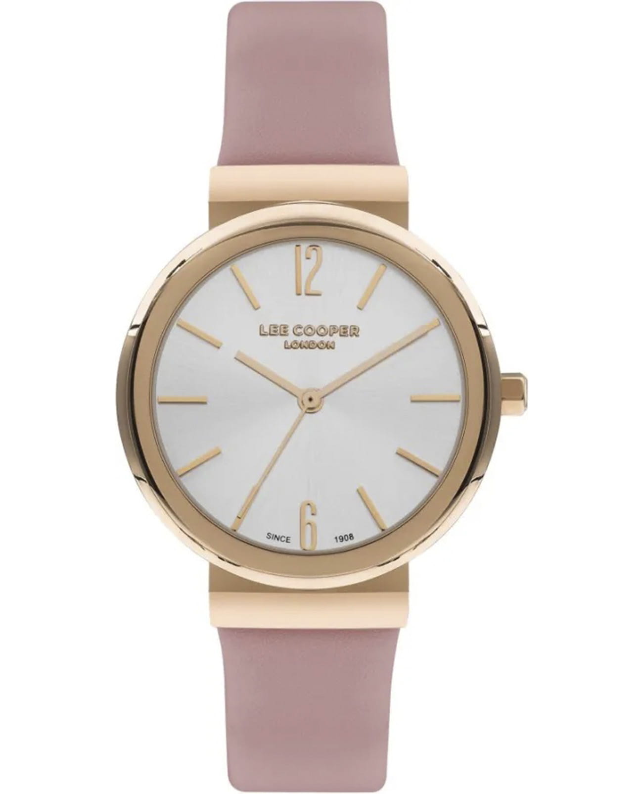 Lee Cooper Lee Cooper LC07624.438  LC07624.438 кварцевые женские часы серебристый циферблат, браслет кожаный — вид спереди