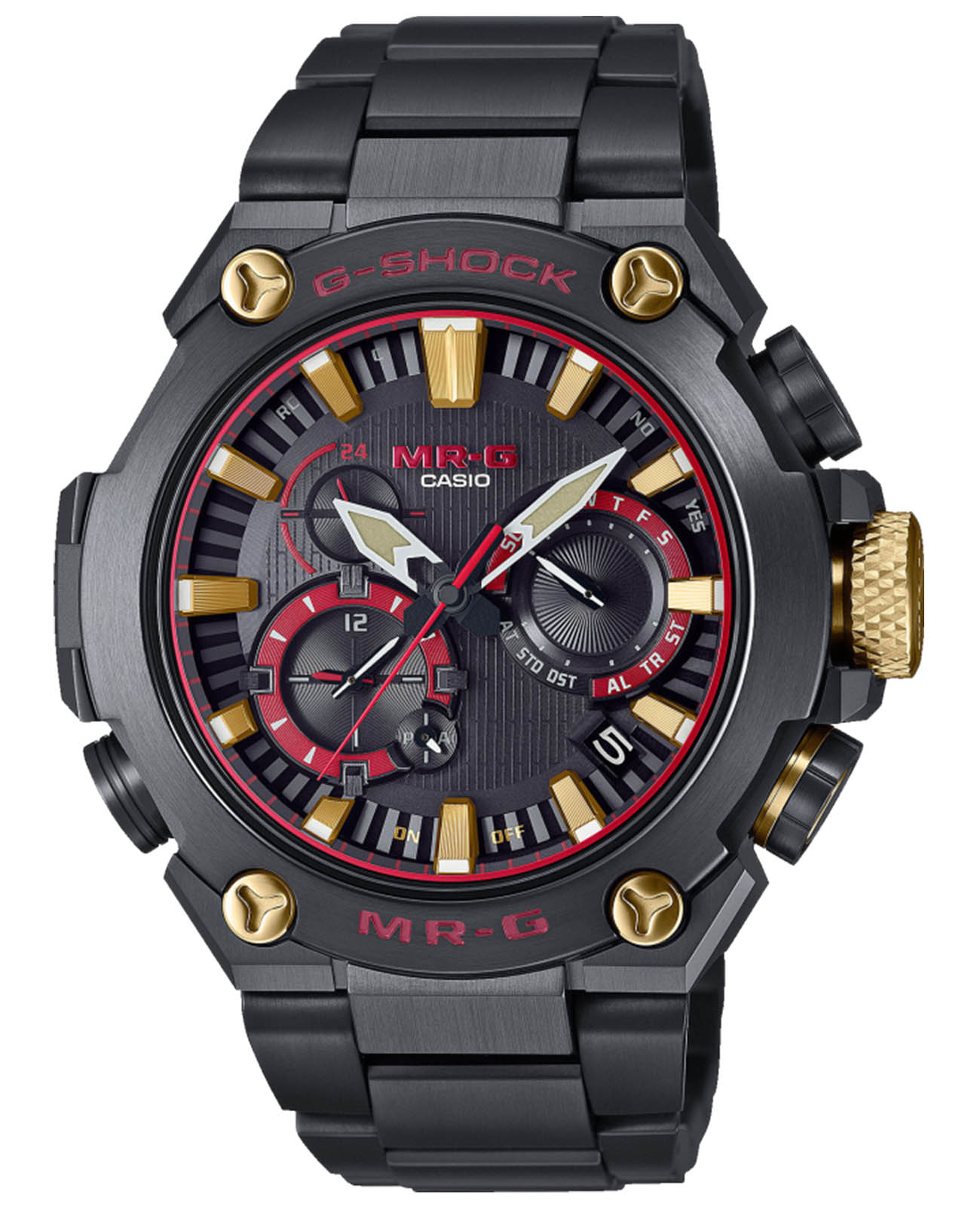Casio Casio G-Shock MRG-B2000B-1A4DR MRG MRG-B2000B-1A4DR электронные мужские часы черный циферблат, браслет титановый — вид спереди