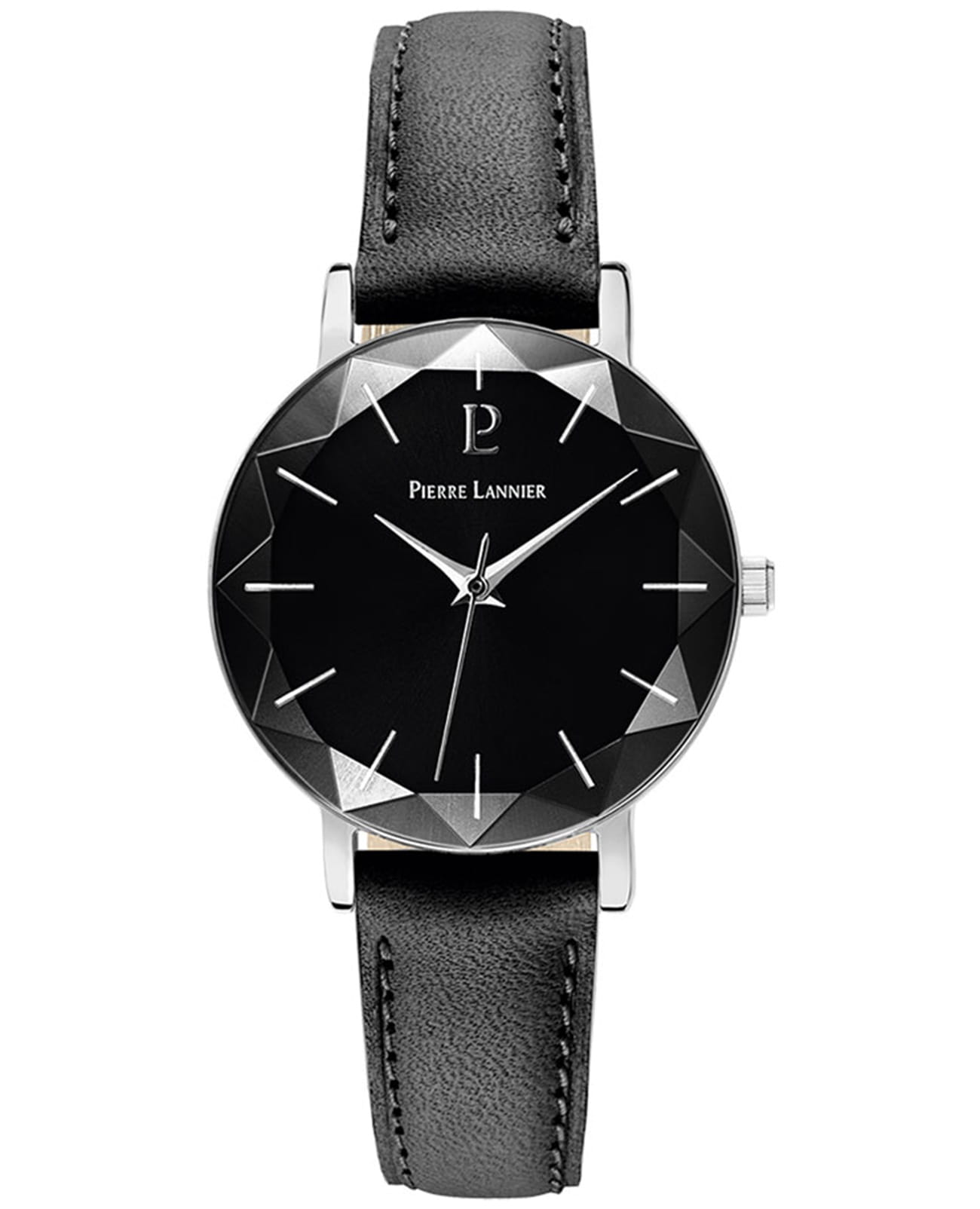 Pierre Lannier Pierre Lannier Multiples 009M633  009M633 кварцевые женские часы черный циферблат, браслет кожаный — вид спереди