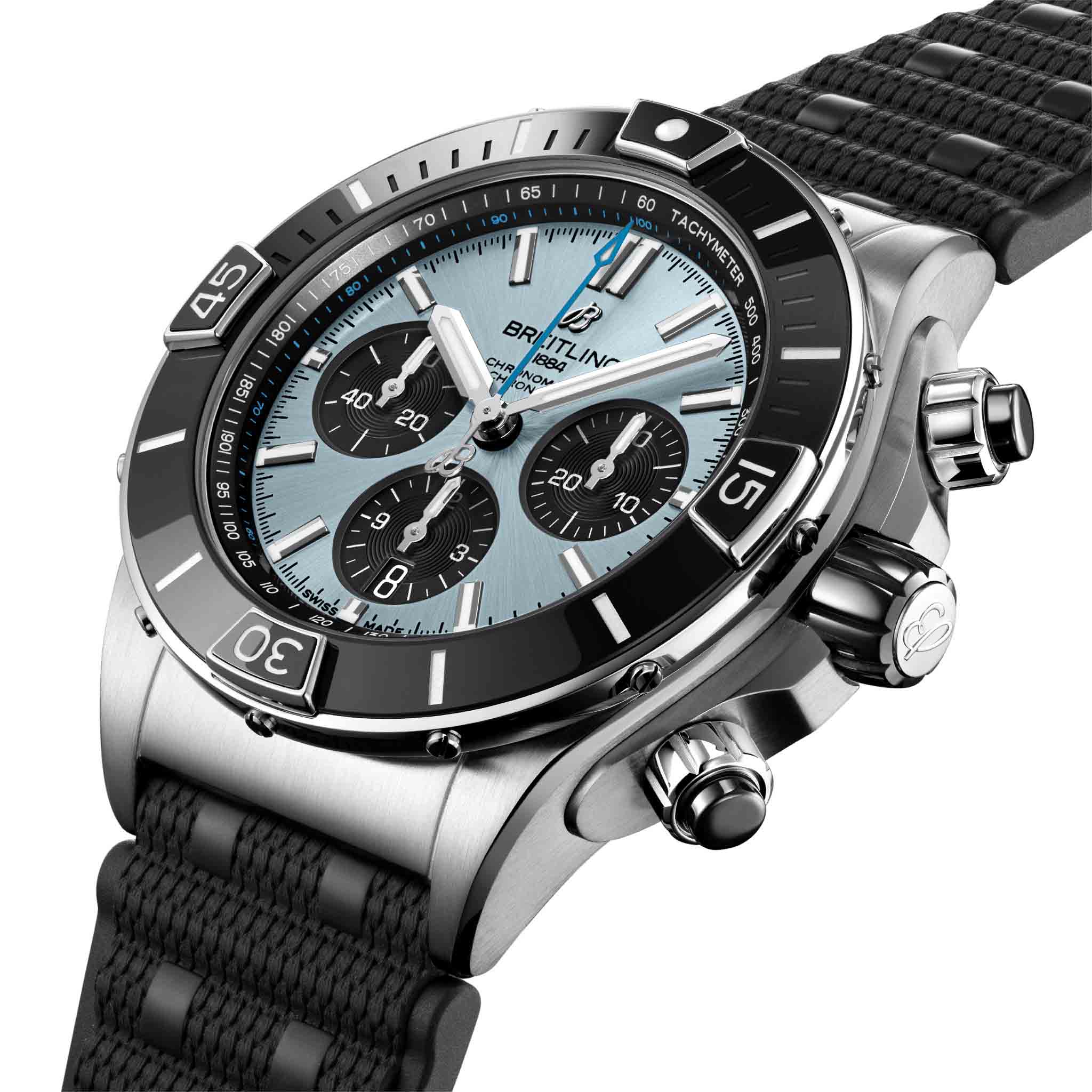 Breitling Breitling Super Chronomat B01 44 PB0136251C1S1 мужские часы голубой циферблат на запястье