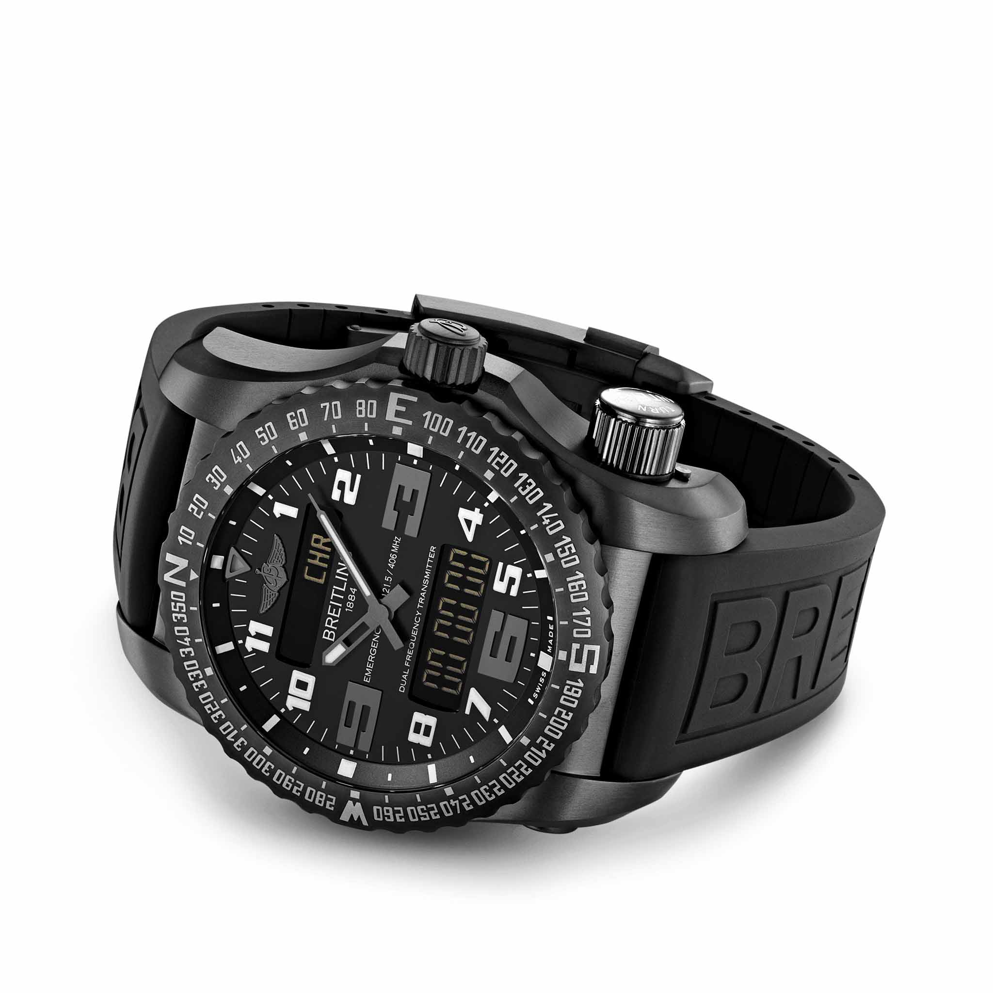 Breitling Breitling Emergency V76325221B1S1, professional швейцария мужские часы на браслете каучук боковой вид