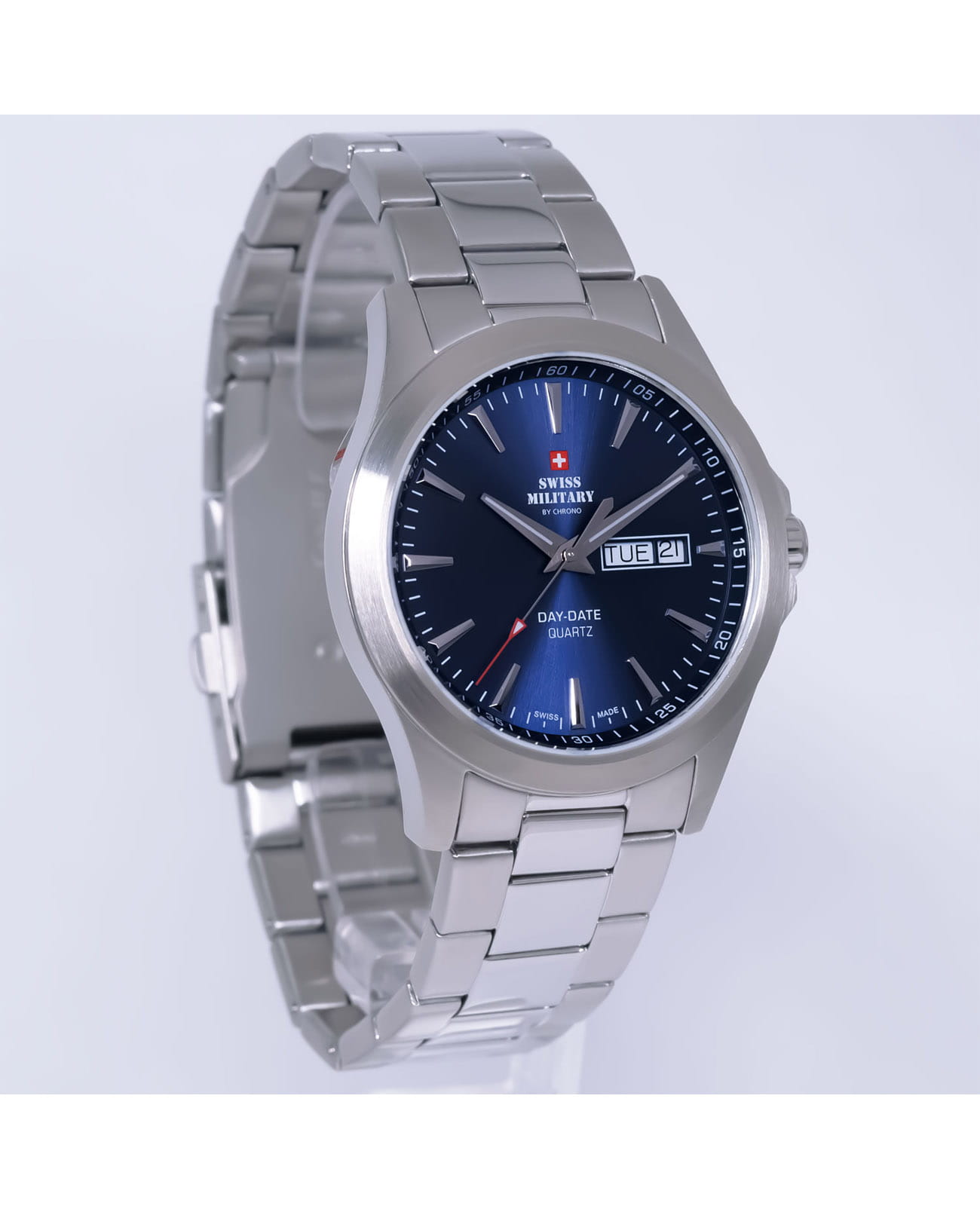 Swiss Military by Chrono Swiss Military by Chrono Day Date SMP36040.24,  швейцария мужские часы на браслете нержавеющая сталь боковой вид