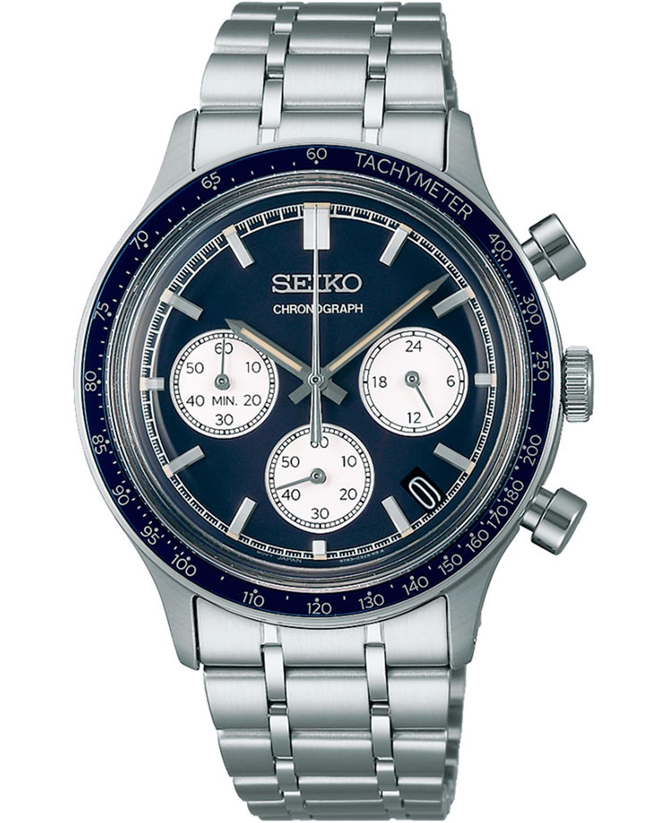 Seiko Seiko Discover More SSB477P1  SSB477P1 кварцевые мужские часы синий циферблат, браслет нержавеющая сталь — вид спереди