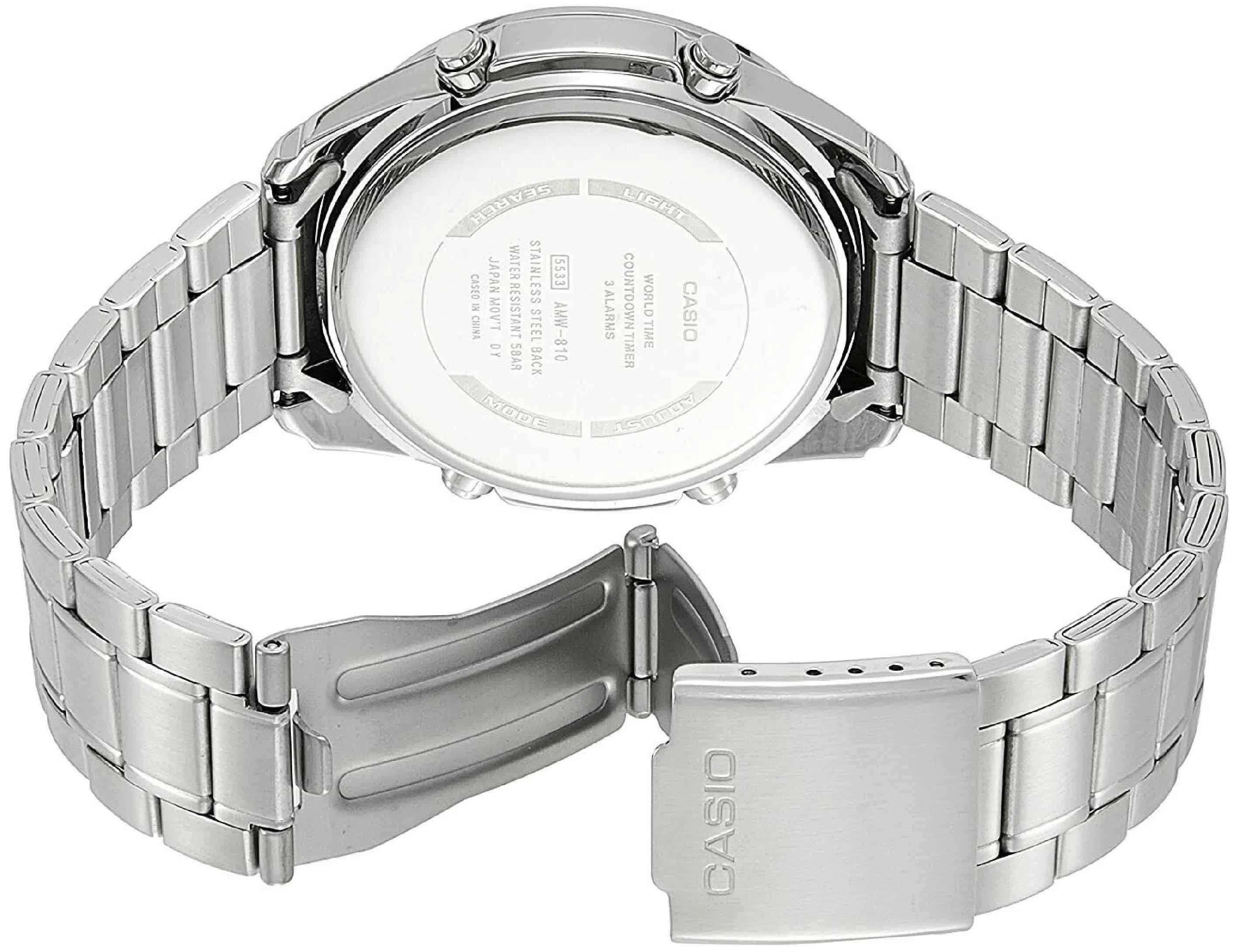 Casio Casio Collection AMW-870D-1AVDF (AMW-870D-1A), collection япония мужские часы на браслете нержавеющая сталь боковой вид