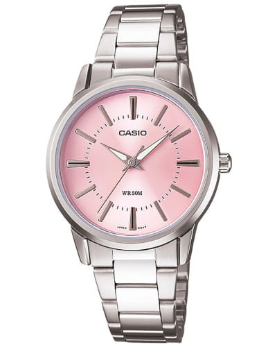 Casio Casio Collection LTP-1303D-4AVDF (LTP-1303D-4A)  LTP-1303D-4A кварцевые женские часы розовый циферблат, браслет нержавеющая сталь — вид спереди