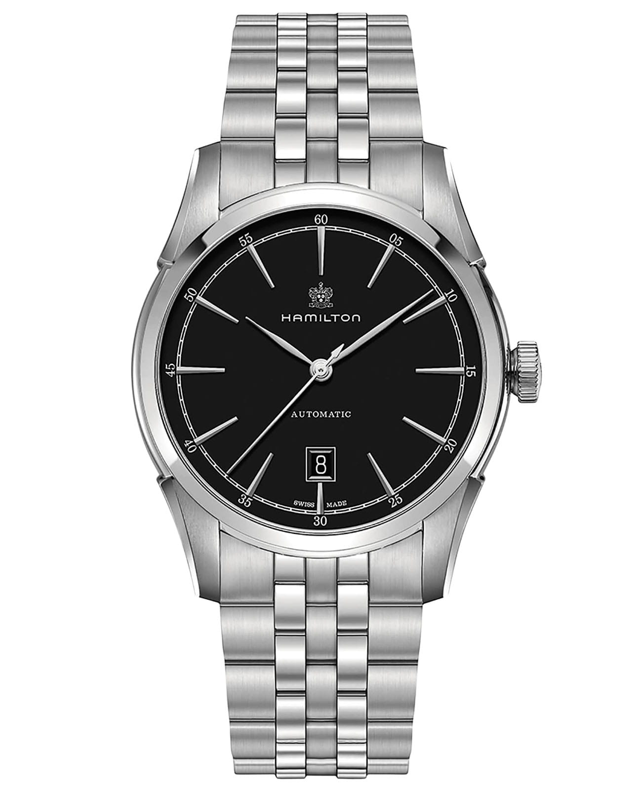 Hamilton Hamilton American Classic Spirit of Liberty Auto H42415031  H42415031 механические мужские часы черный циферблат, браслет нержавеющая сталь — вид спереди