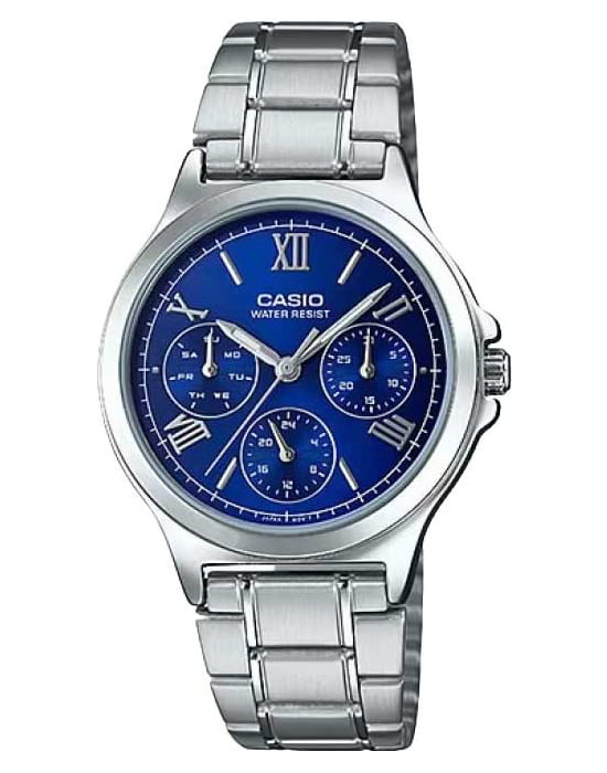 Casio Casio Collection LTP-V300D-2A2  LTP-V300D-2A2 кварцевые женские часы синий циферблат, браслет нержавеющая сталь — вид спереди