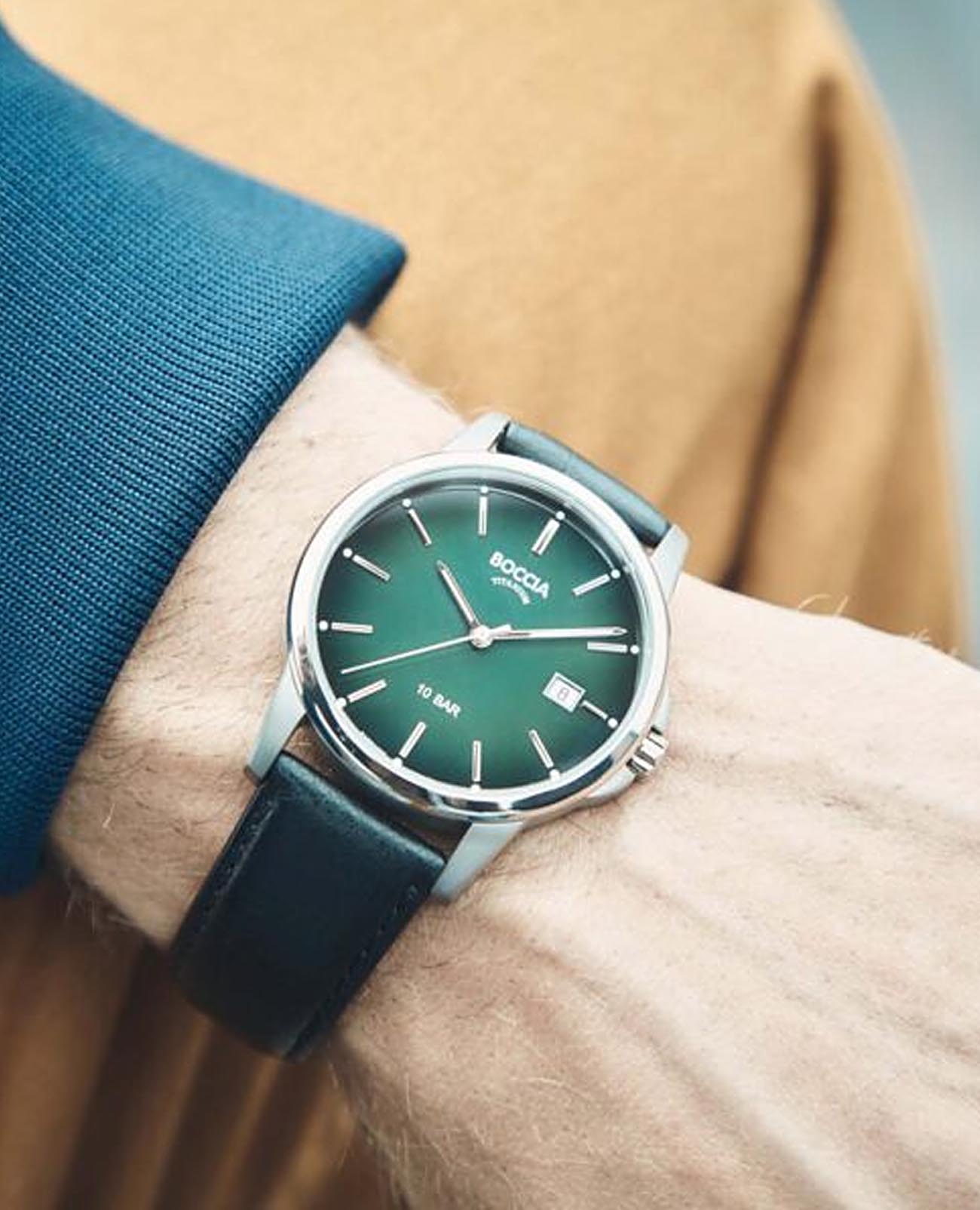 Boccia Titanium Boccia Titanium Circle-Oval 3633-02 мужские часы зеленый циферблат на запястье