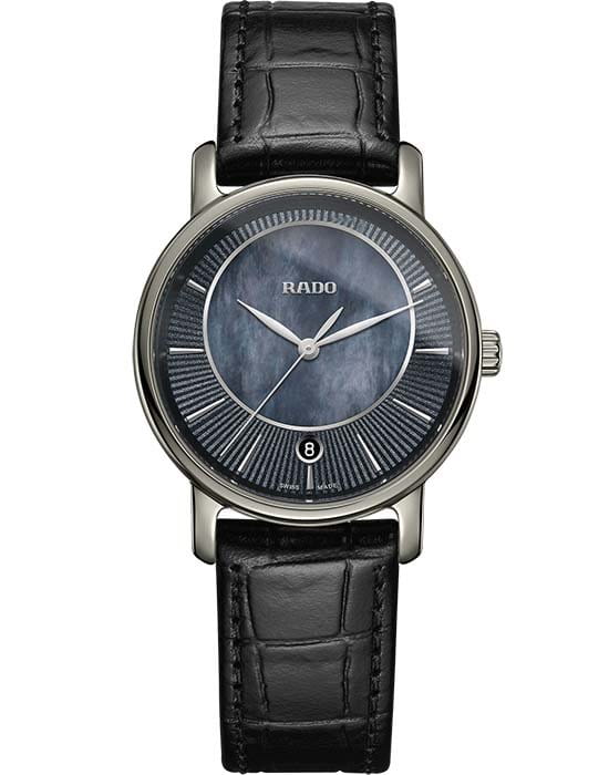 Rado Rado Diamaster R14064915  R14064915 кварцевые женские часы перламутровый циферблат, браслет кожаный — вид спереди