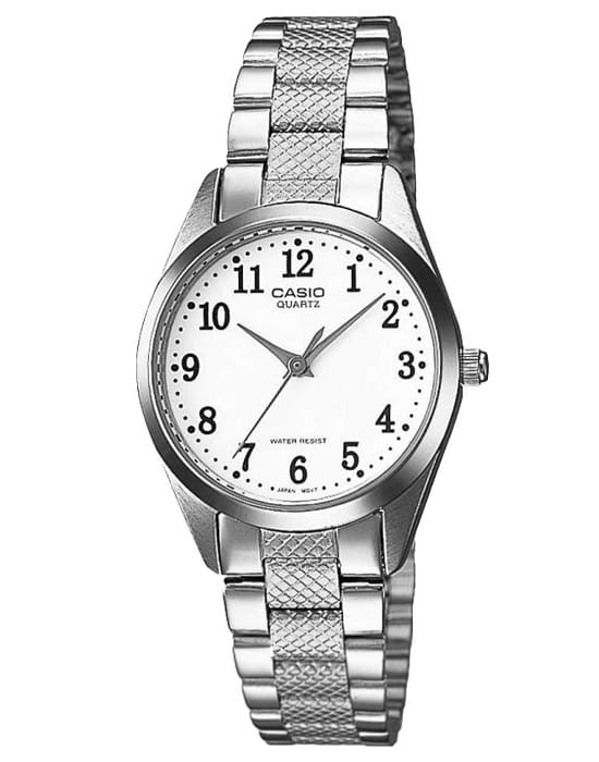 Casio Casio Collection LTP-1274D-7B  LTP-1274D-7B кварцевые женские часы белый циферблат, браслет нержавеющая сталь — вид спереди