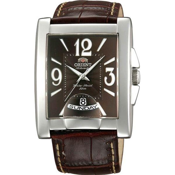 Orient Orient EVAD005T (FEVAD005T)  FEVAD005T механические мужские часы коричневый циферблат, браслет кожа + текстиль — вид спереди
