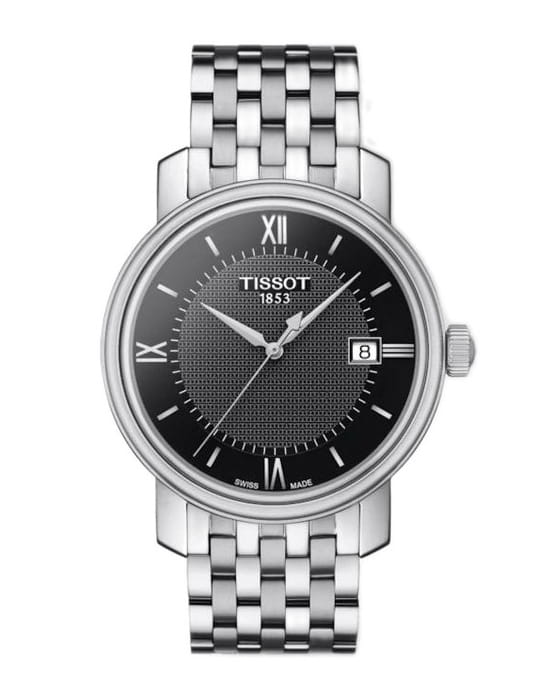 Tissot Tissot Bridgeport Lady T097.010.11.058.00 Bridgeport T0970101105800 кварцевые женские часы черный циферблат, браслет нержавеющая сталь — вид спереди
