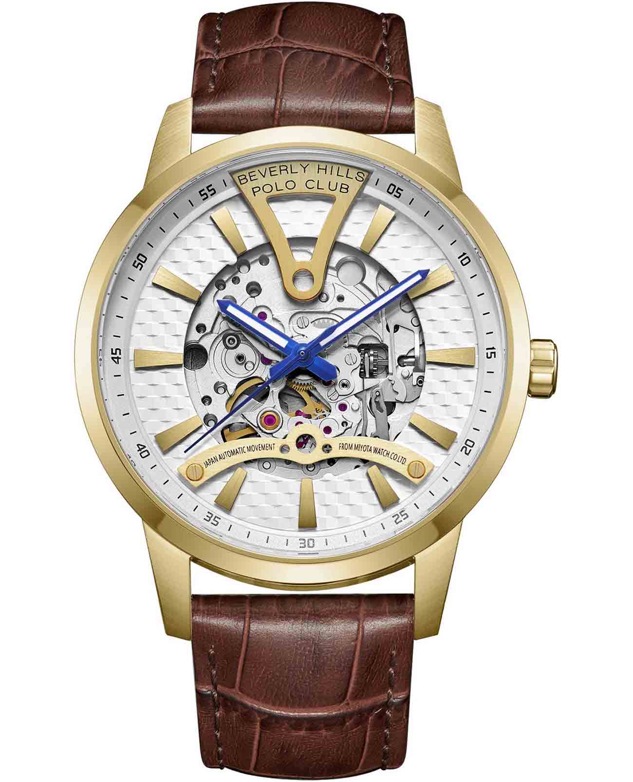 Beverly Hills Polo Club Beverly Hills Polo Club BP3553X.172  BP3553X.172 механические мужские часы белый циферблат, браслет кожаный — вид спереди