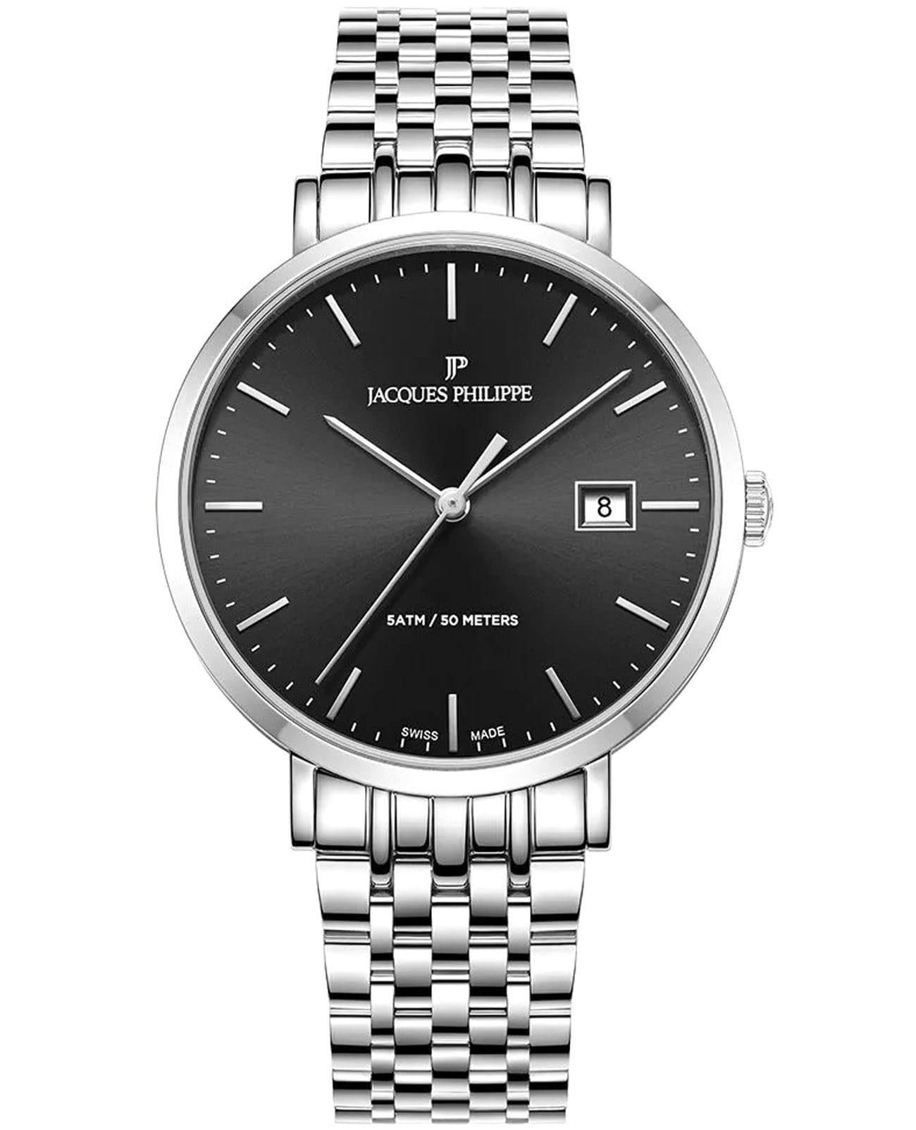 Jacques Philippe Jacques Philippe Albunea JPQGS951316  JPQGS951316 кварцевые мужские часы черный циферблат, браслет нержавеющая сталь — вид спереди