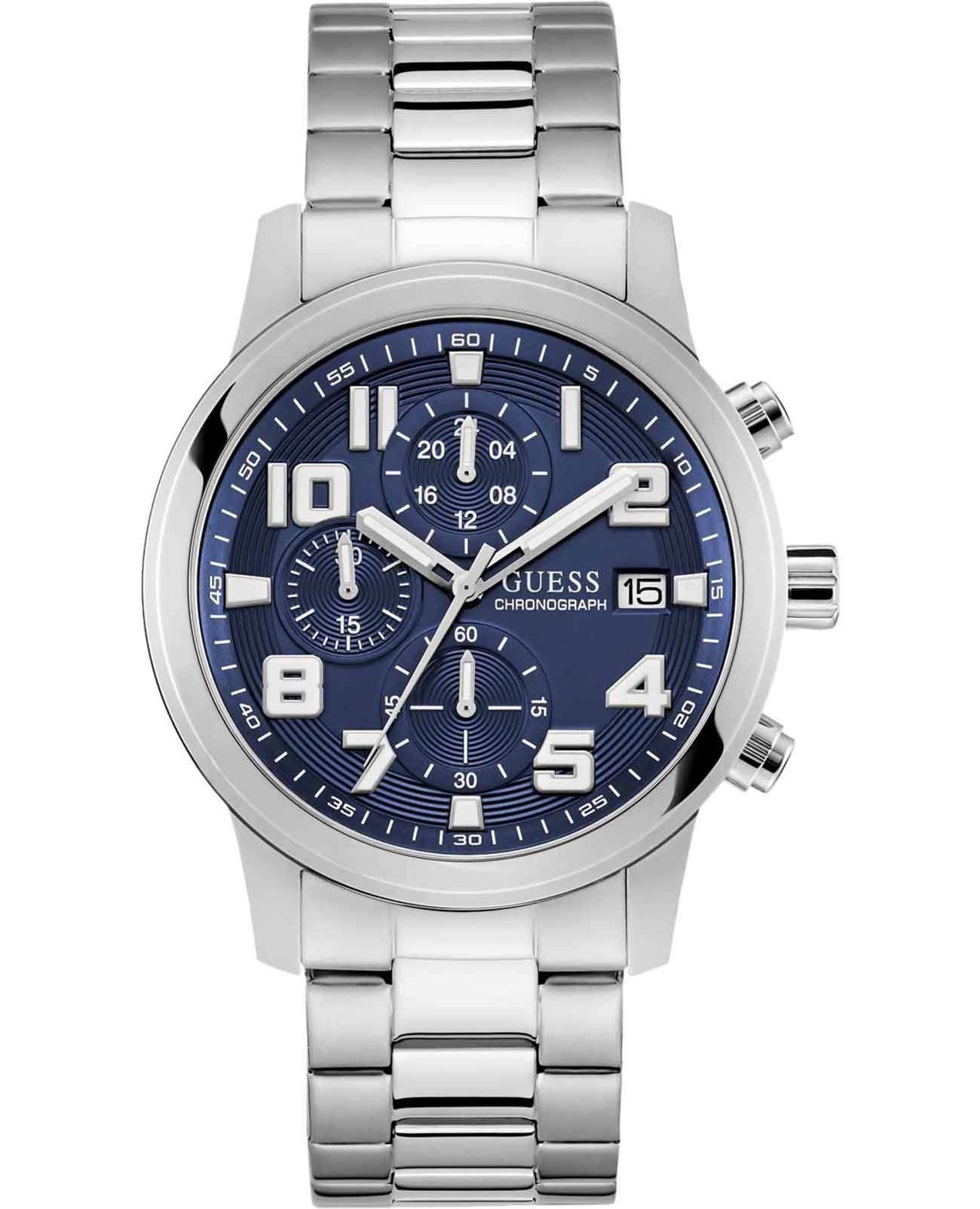 Guess Guess Sport Atticus GW0917G1  GW0917G1 кварцевые мужские часы синий циферблат, браслет нержавеющая сталь — вид спереди