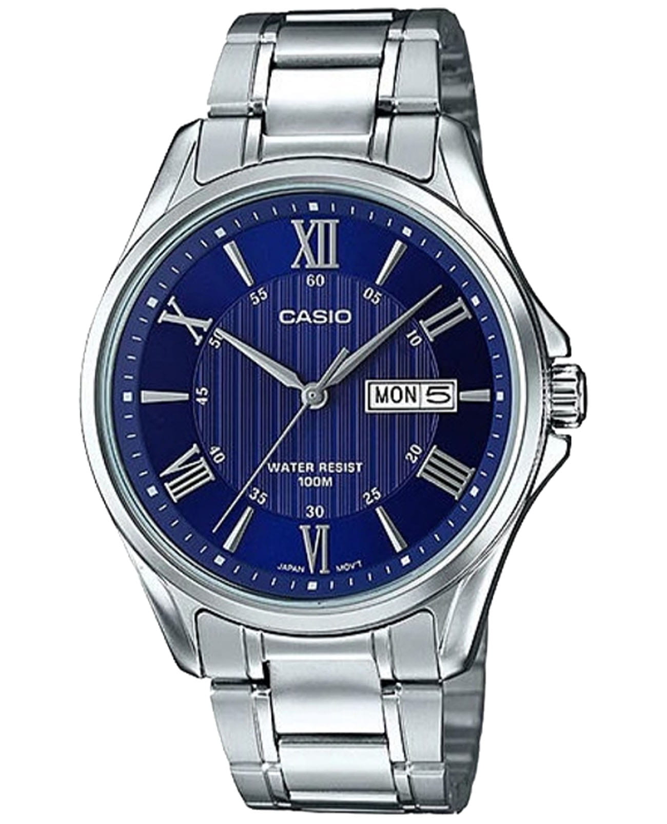 Casio Casio Collection MTP-1384D-2AVDF (MTP-1384D-2A)  MTP-1384D-2A кварцевые мужские часы синий циферблат, браслет нержавеющая сталь — вид спереди