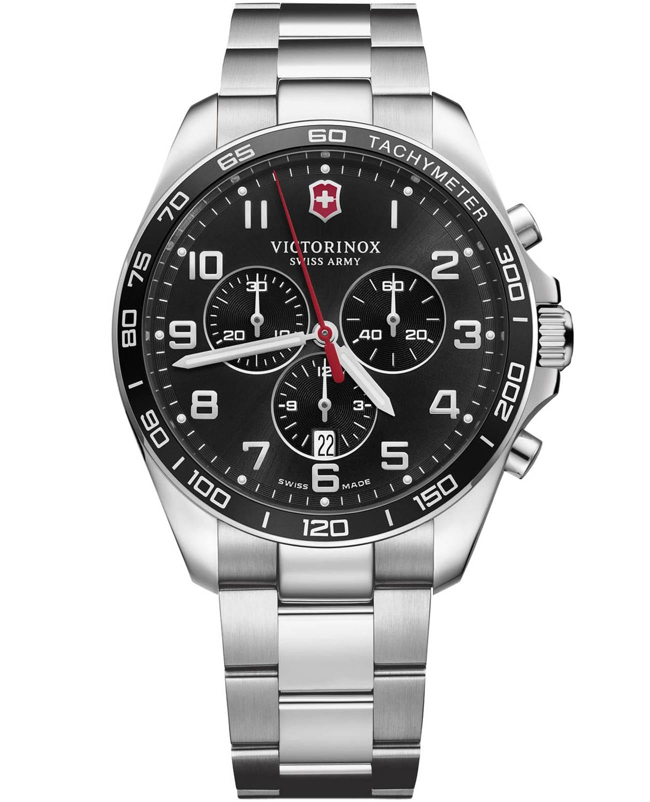 Victorinox Victorinox Fieldforce Chronograph 241899  241899 кварцевые мужские часы черный циферблат, браслет нержавеющая сталь — вид спереди