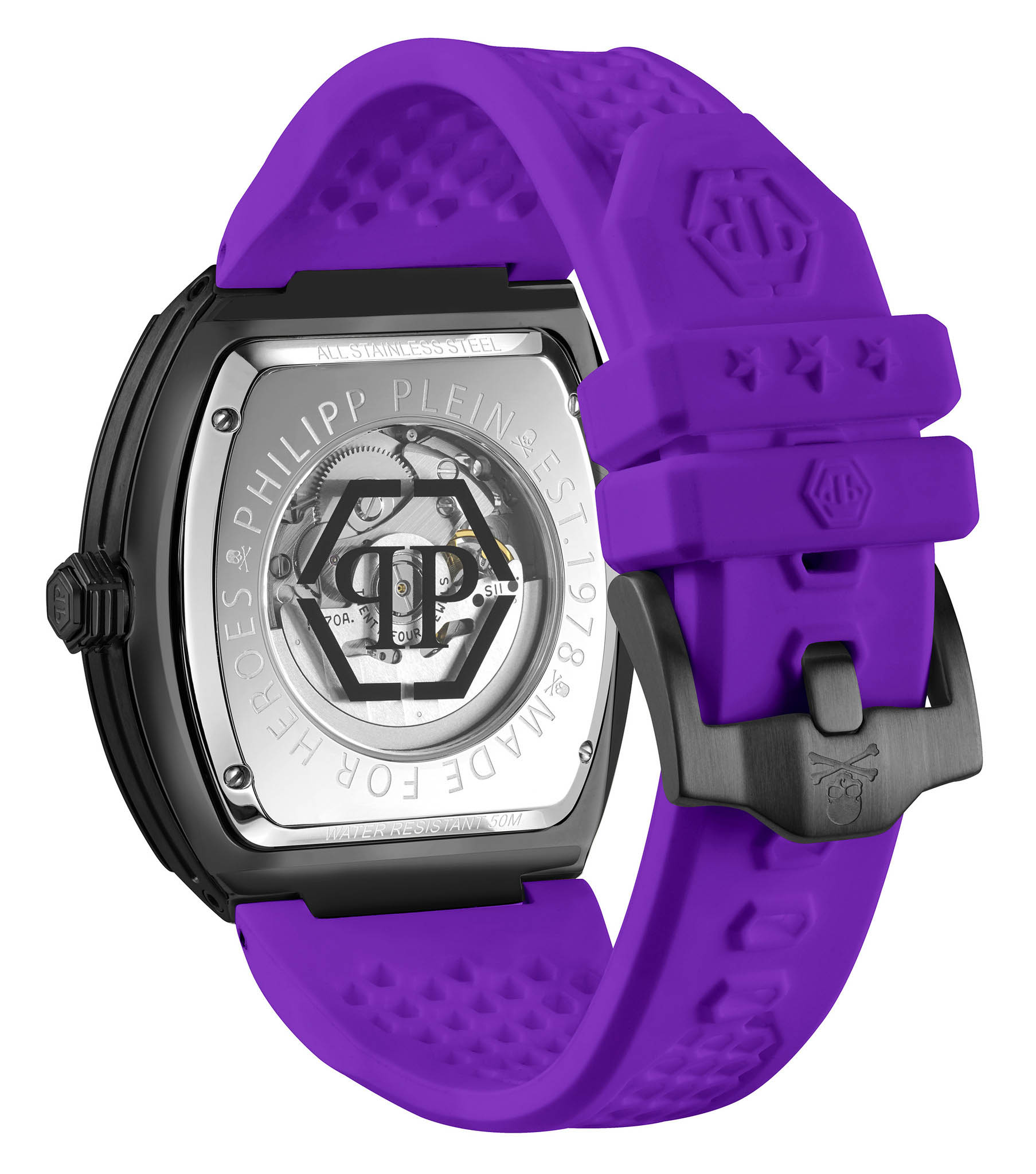 Philipp Plein Philipp Plein The Skeleton PWBAA0922, the skeleton германия мужские часы на браслете силикон боковой вид