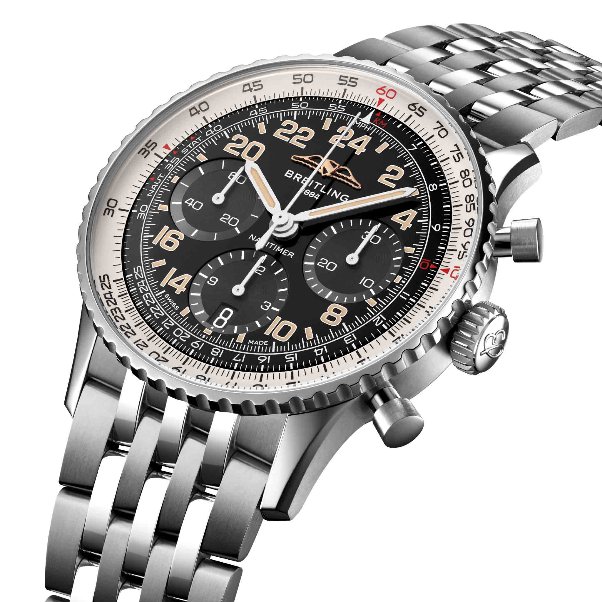 Breitling Breitling Navitimer B02 Chronograph 41 Cosmonaute PB02301A1B1A1 мужские часы черный циферблат на запястье
