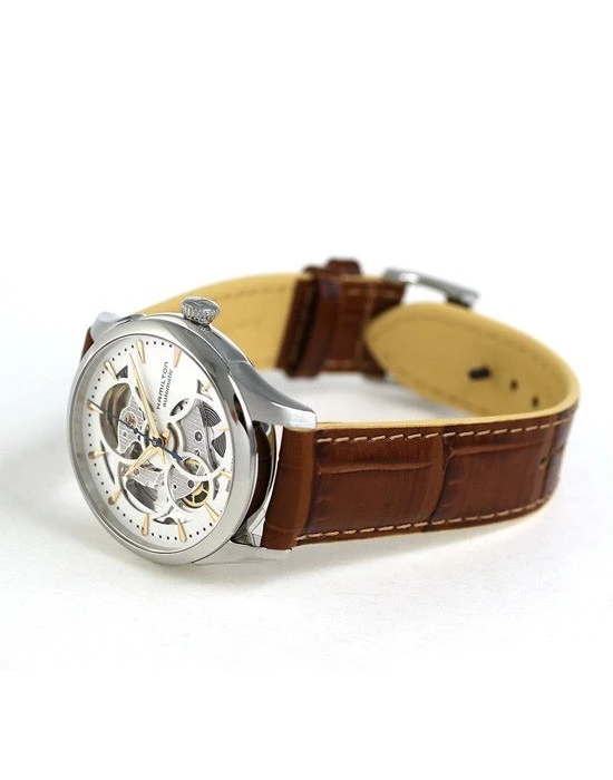 Hamilton Hamilton Jazzmaster Skeleton Lady Auto H32405551, jazzmaster швейцария женские часы на браслете кожаный боковой вид