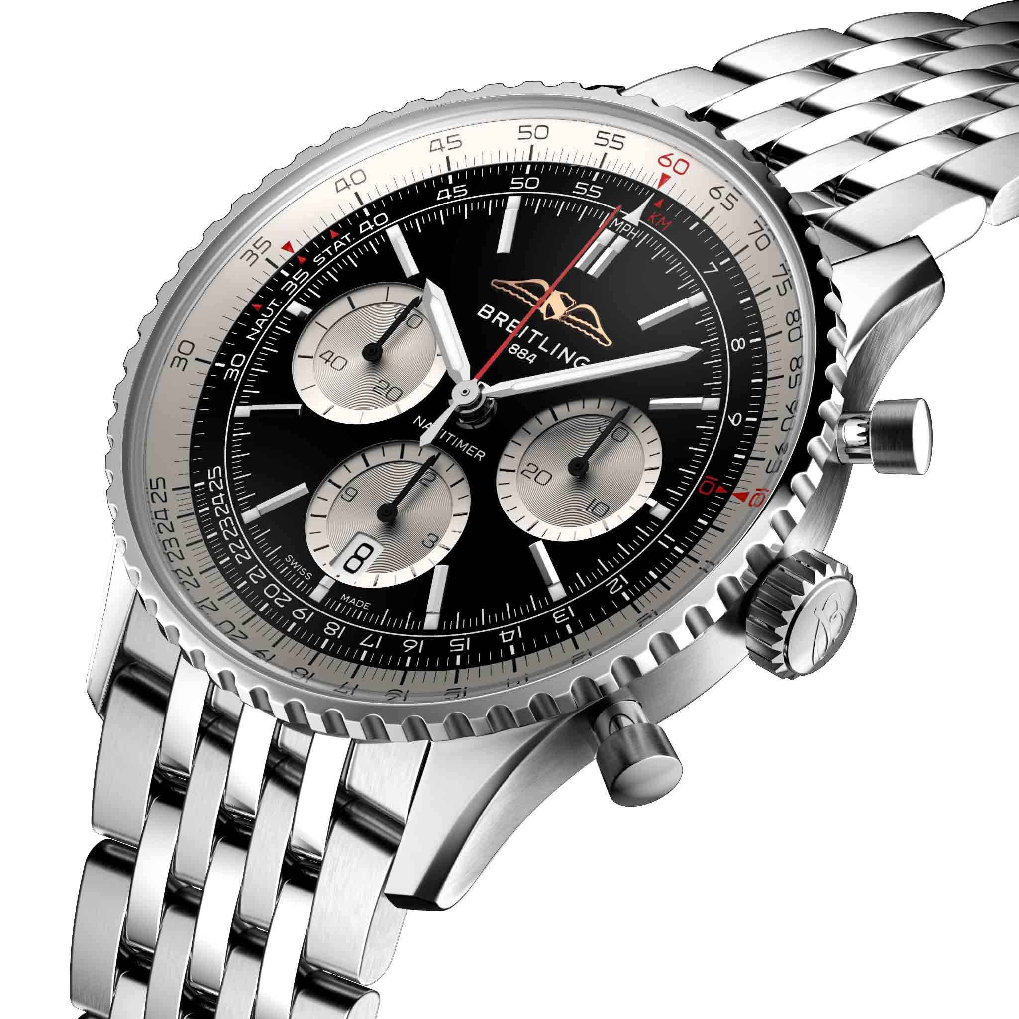 Breitling Breitling Navitimer B01 Chronograph 43 AB0138211B1A1 механические мужские часы часы крупный план черный циферблата