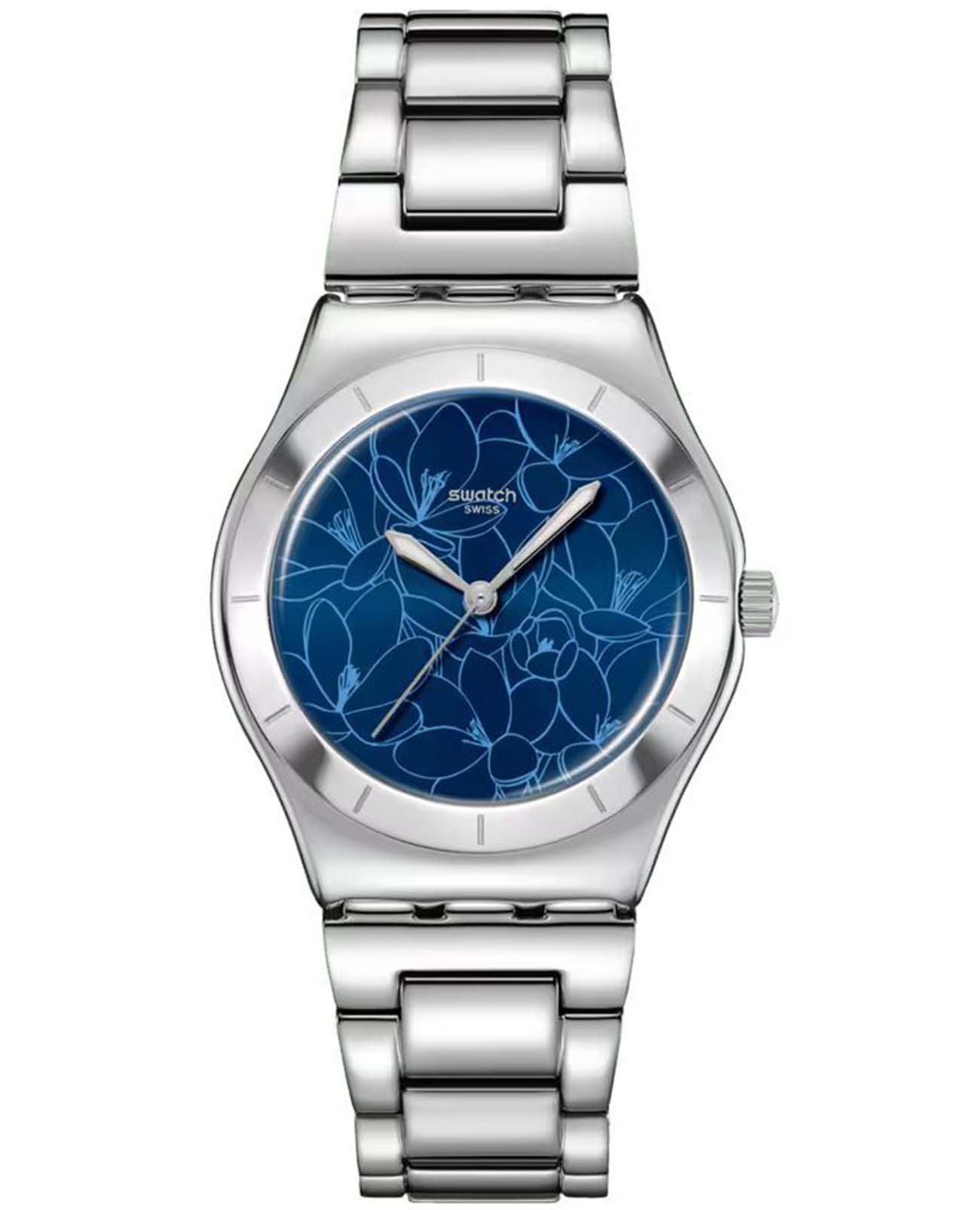 Swatch Swatch Gent Petal Frenzy YLS235G  YLS235G кварцевые женские часы синий циферблат, браслет нержавеющая сталь — вид спереди