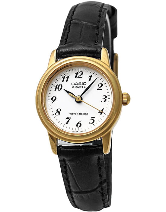 Casio Casio Collection LTP-1236PGL-7B  LTP-1236PGL-7B кварцевые женские часы белый циферблат, браслет кожаный — вид спереди