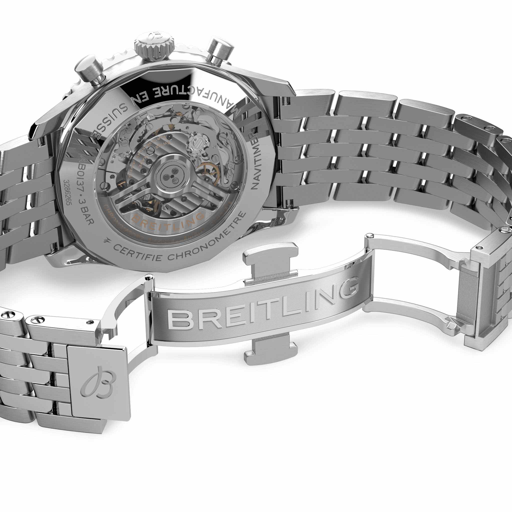 Breitling Breitling Navitimer B01 Chronograph 46 AB0137211C1A1, navitimer швейцария мужские часы на браслете нержавеющая сталь боковой вид