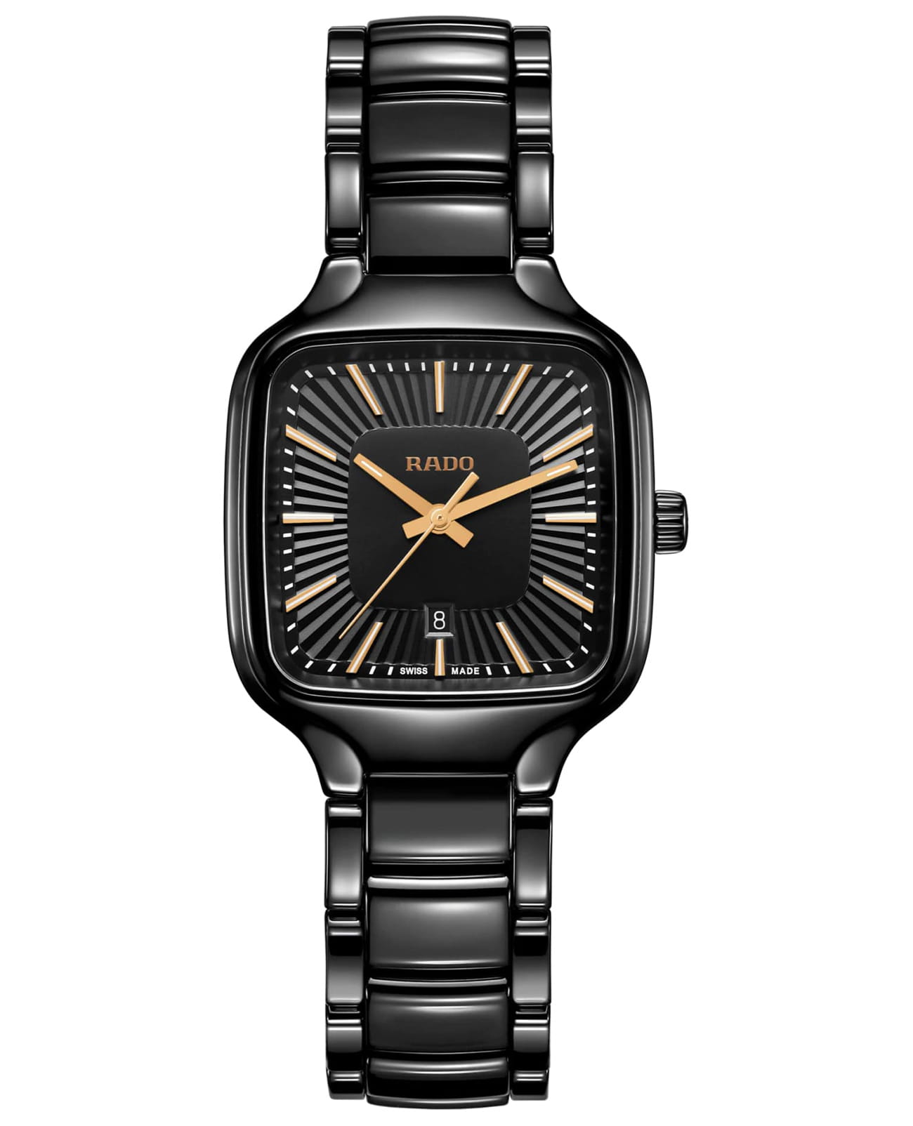 Rado Rado True Square R27080172  R27080172 кварцевые женские часы черный циферблат, браслет высокотехнологичная керамика + титан — вид спереди