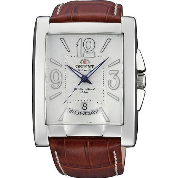 Orient Orient EVAD003W (FEVAD003W)  FEVAD003W механические мужские часы белый циферблат, браслет кожа + текстиль — вид спереди