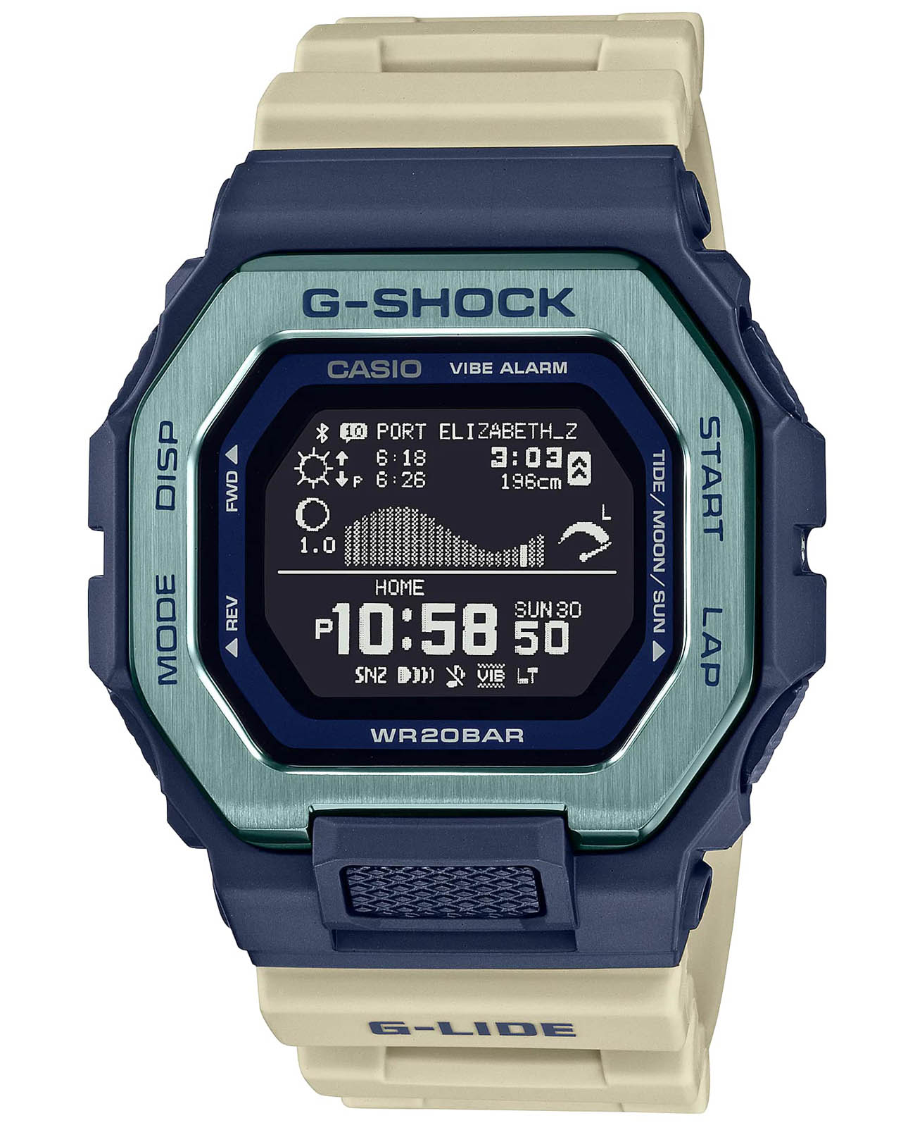 Casio Casio G-Shock GBX-100TT-2  GBX-100TT-2 электронные мужские часы черный циферблат, браслет полимер — вид спереди