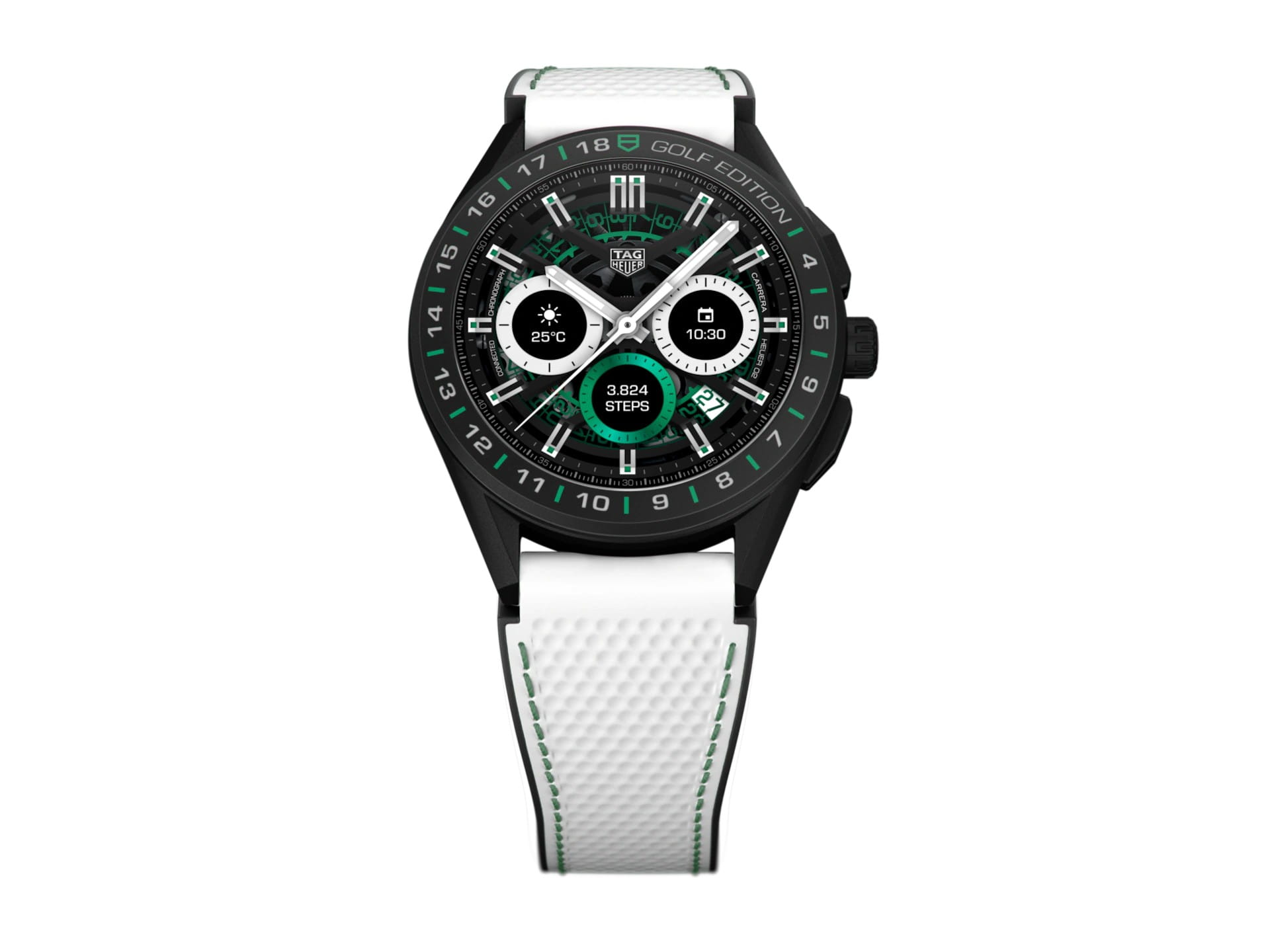 TAG Heuer TAG Heuer Connected Golf Edition SBG8A82.EB0206 электронные мужские часы часы крупный план черный циферблата