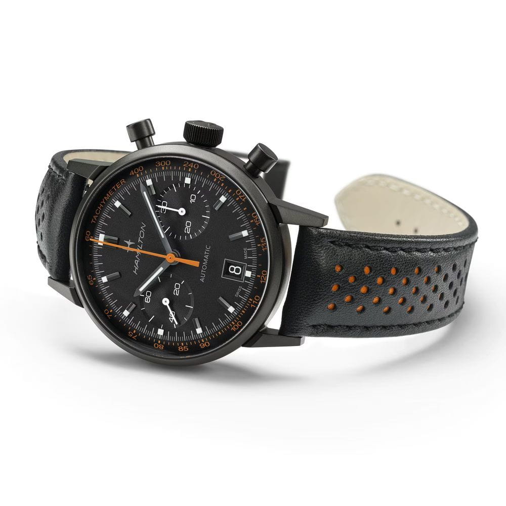 Hamilton Hamilton American Classic Intra-matic Autochrono Full Black H38446732, american classic швейцария мужские часы на браслете кожаный боковой вид