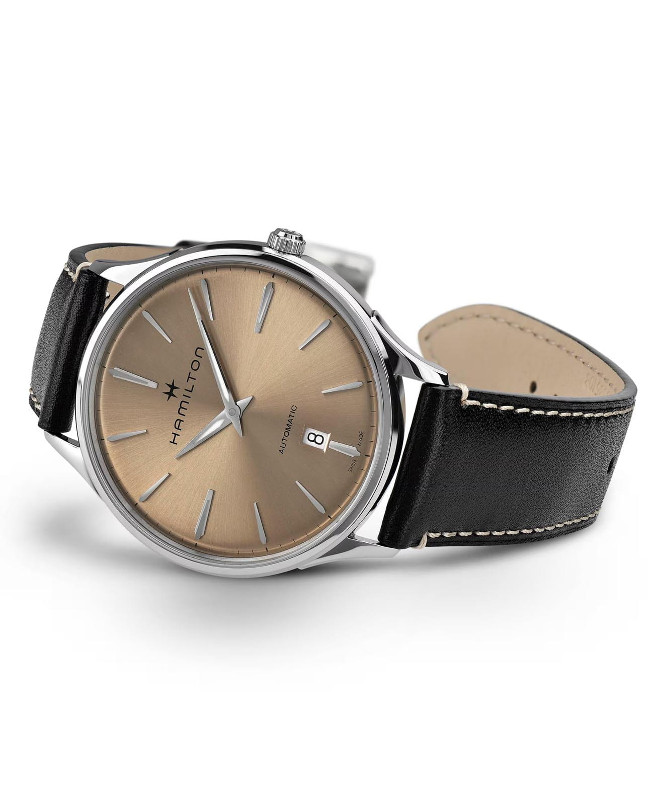 Hamilton Hamilton Jazzmaster Thinline Auto H38525721, jazzmaster швейцария мужские часы на браслете кожаный боковой вид