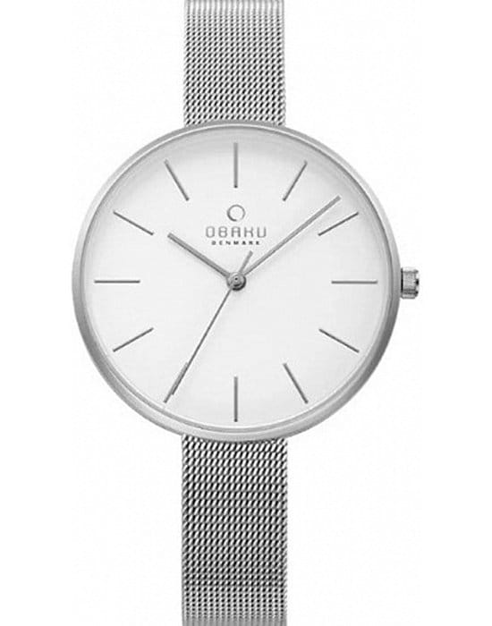 Obaku Obaku V211LXCIMC  V211LXCIMC кварцевые женские часы белый циферблат, браслет нержавеющая сталь — вид спереди