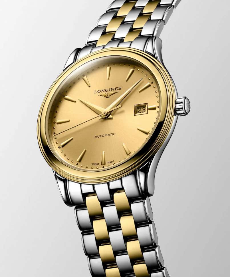Longines Longines Flagship L4.984.3.30.7, flagship швейцария мужские часы на браслете сталь c pvd покрытием боковой вид