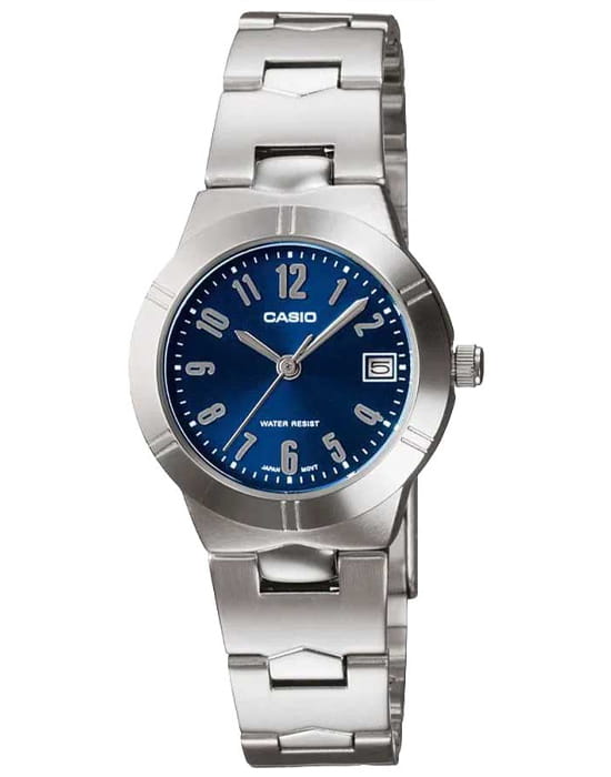 Casio Casio Collection LTP-1241D-2A2  LTP-1241D-2A2 кварцевые женские часы синий циферблат, браслет нержавеющая сталь — вид спереди