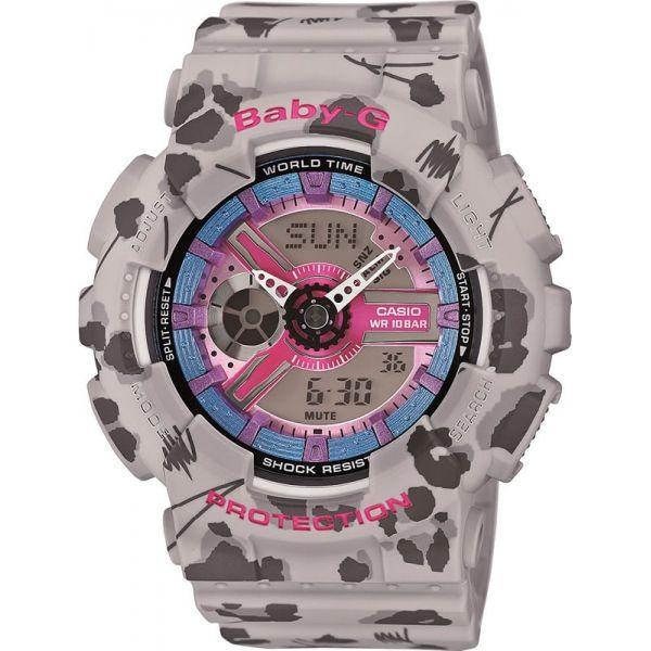 Casio Casio Baby-G BA-110FL-8A  BA-110FL-8A кварцевые женские часы розовый циферблат, браслет пластик — вид спереди