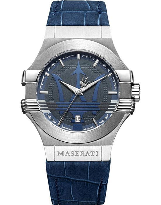 Maserati Maserati AQUA EDITION R8851108015  R8851108015 кварцевые мужские часы синий циферблат, браслет кожаный — вид спереди