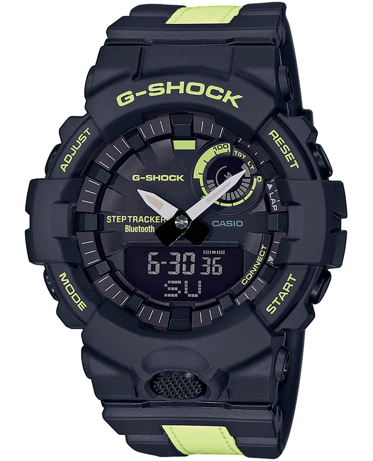 Casio Casio G-Shock GBA-800LU-1A1 G-SQUAD GBA-800LU-1A1 электронные мужские часы  циферблат, браслет пластик — вид спереди