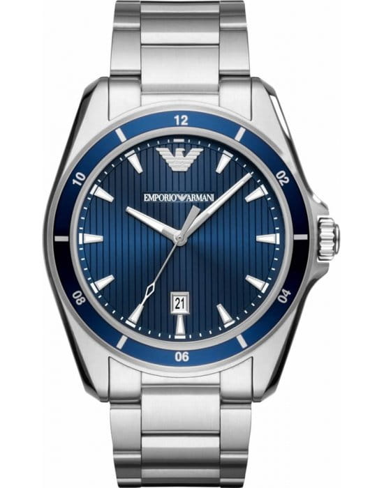 Emporio Armani Emporio Armani AR11100  AR11100 кварцевые мужские часы синий циферблат, браслет  — вид спереди