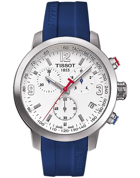 Tissot Tissot PRC 200 T055.417.17.017.03 PRC 200 T0554171701703 кварцевые мужские часы белый циферблат, браслет карбон + полимер — вид спереди
