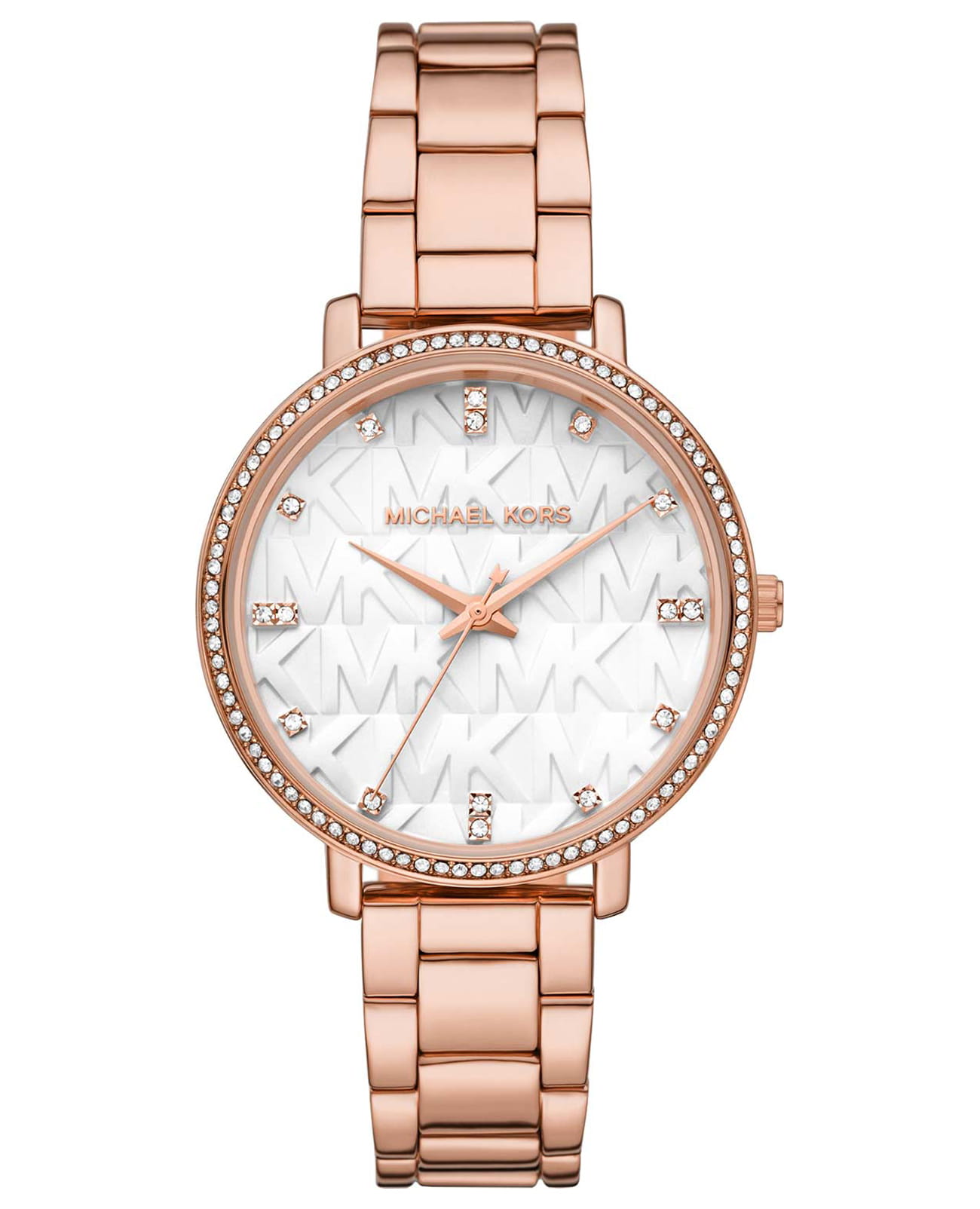 Michael Kors Michael Kors Runway Slim MK4594  MK4594 кварцевые женские часы белый циферблат, браслет сталь с ip покрытием — вид спереди