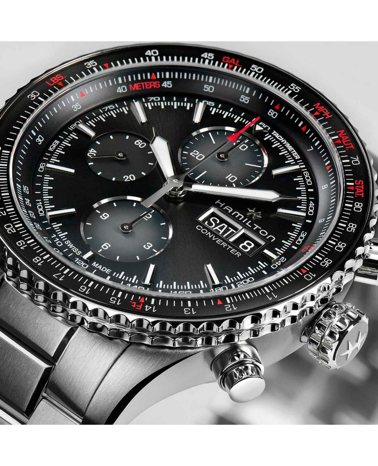 Hamilton Hamilton Khaki Aviation Converter H76726130, khaki aviation швейцария мужские часы на браслете нержавеющая сталь боковой вид