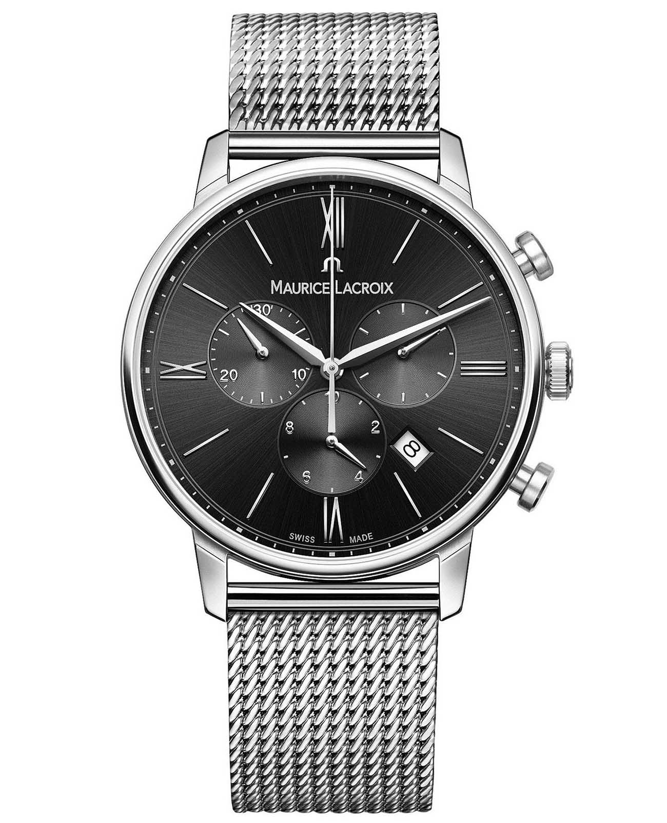 Maurice Lacroix Maurice Lacroix Eliros Chronograph EL1098-SS002-310-1  EL1098-SS002-310-1 кварцевые мужские часы черный циферблат, браслет нержавеющая сталь — вид спереди