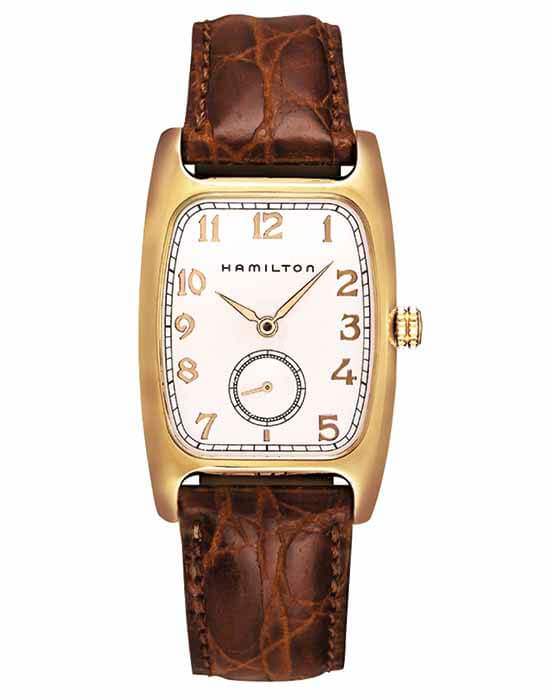 Hamilton Hamilton American Classic Boulton Quartz H13431553  H13431553 кварцевые мужские часы белый циферблат, браслет кожаный — вид спереди