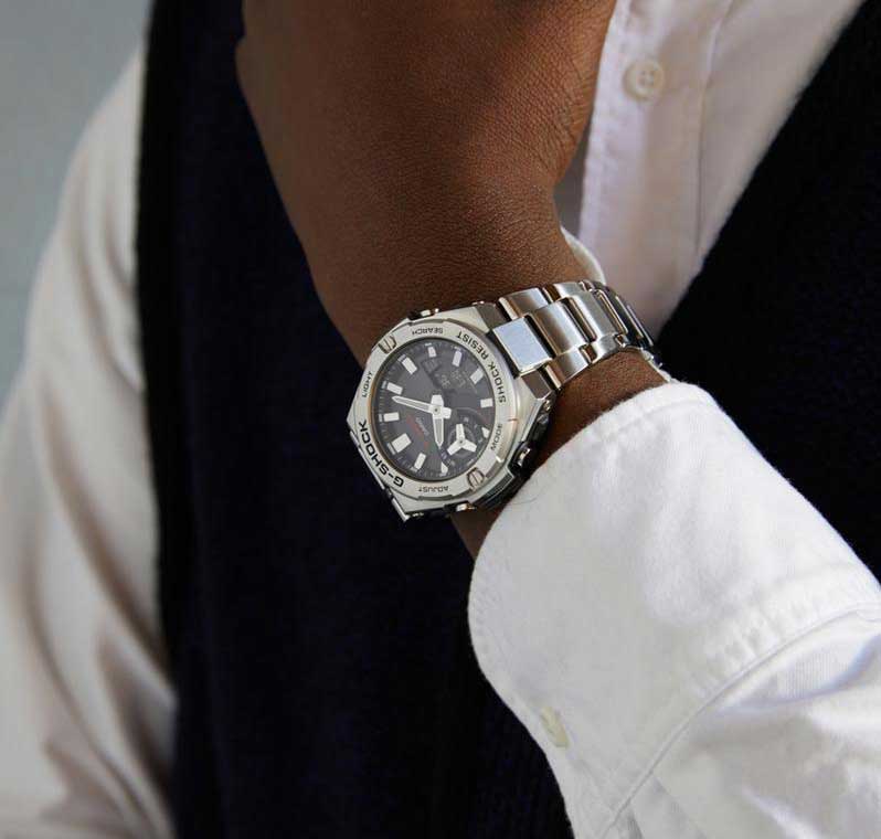 Casio Casio G-Shock GST-B500D-1AER GST G-Steel, наручные мужские часы фото под углом